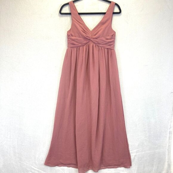 Azazie Formal Maternity Maxi Dress A2 Chiffon Pink Flowy Wedding Prom Bridesmaid - Picture 1 of 16